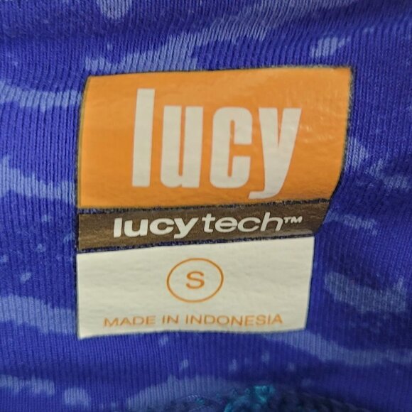 Lucy Tech Color Block Crop Legging Black/Blue S - Picture 2 of 8
